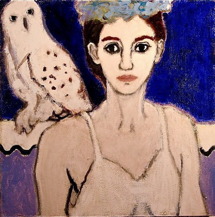 Woman with Snowy Owl