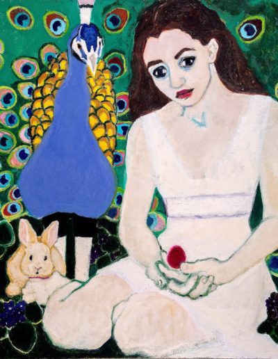 Peacock Rabbit Woman and Red Egg - Betsy Podlach Commission Works NY