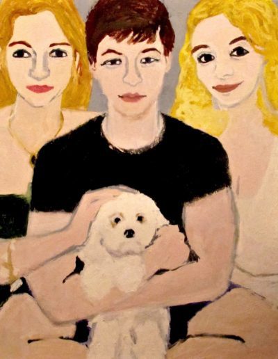 Two Blondes a Man and Dog - Betsy Podlach Commission Artwork
