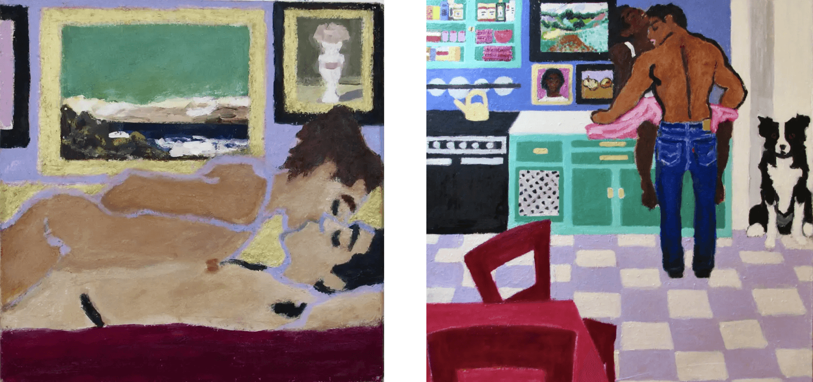 Kitchen Kiss with Monet Landscape